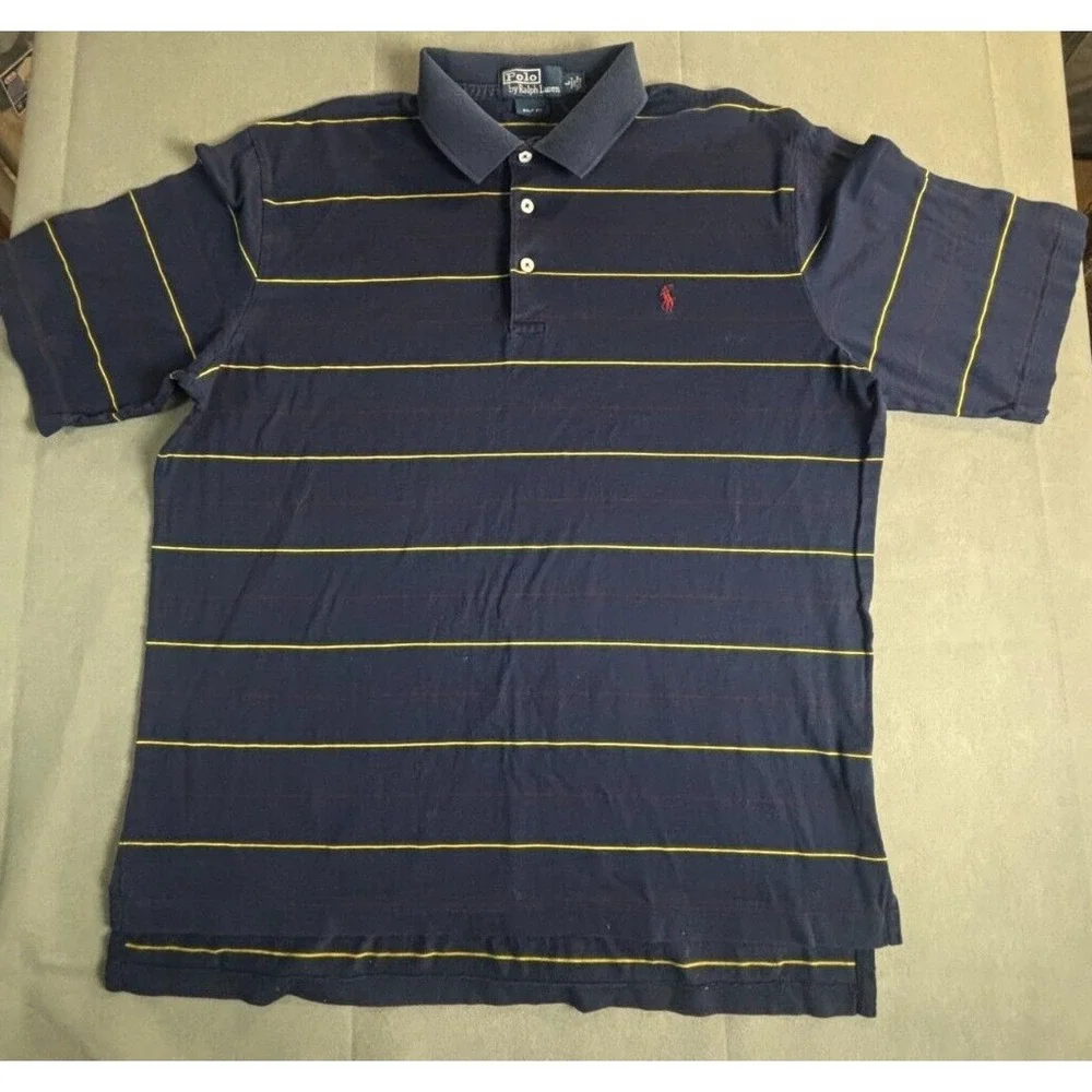 Ralph Lauren Polo Shirt Men's L Blue 100% Cotton Collared Short Sleeve